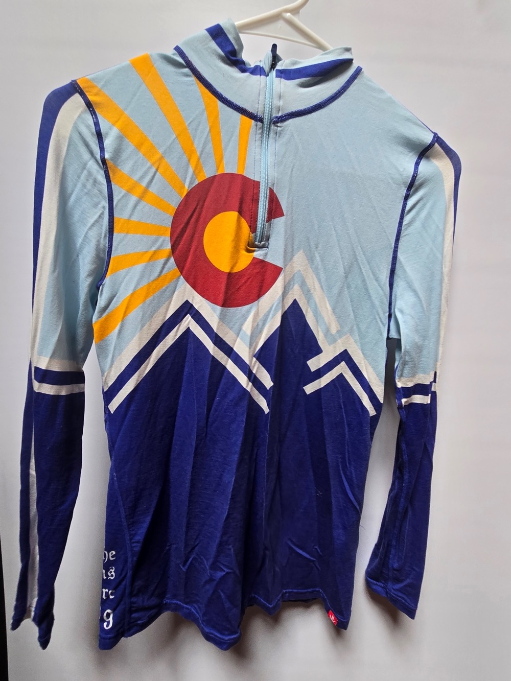 Krimson Klover Light Blue & Navy Colorado Graphic Zip-Up Sweater